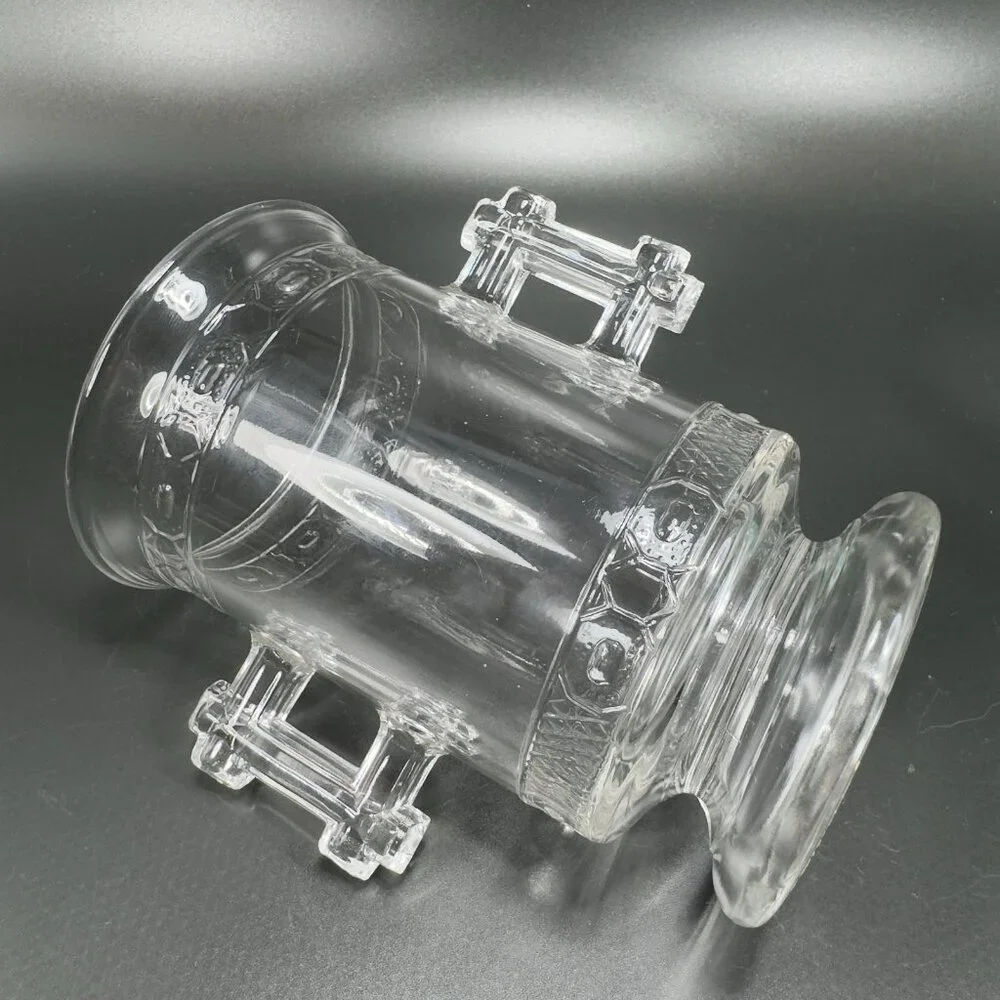 EAPG DOYLE AND CO TWO BAND Clear‎ Vase Utensil Holder Manganese 365nm Green Glow